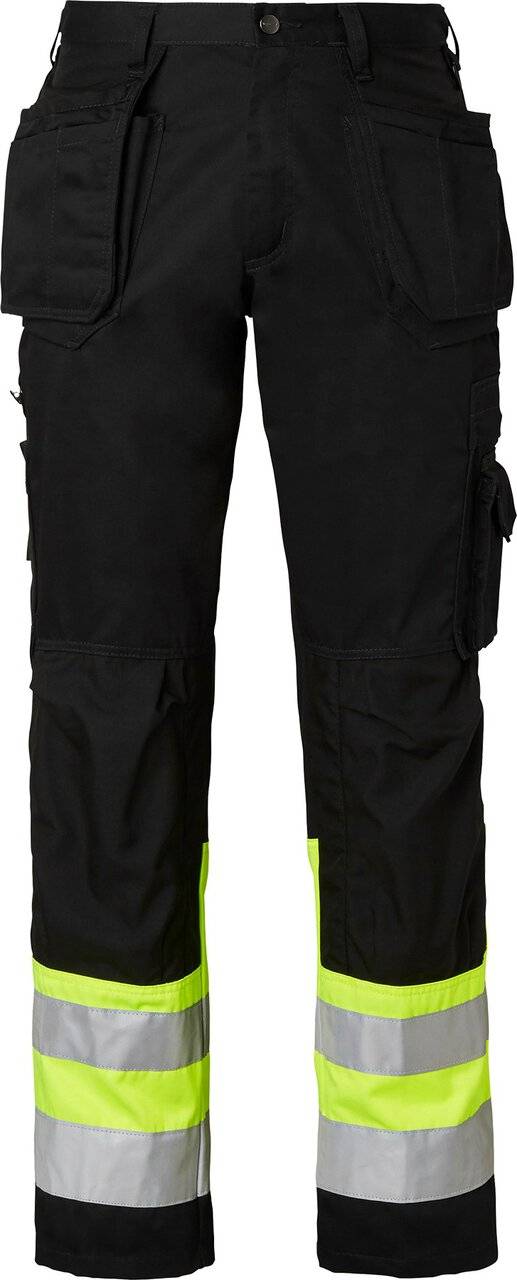 2171 Lange Handwerker Hose, Unisex, schwarz/Fluoreszierendes gelb, 98