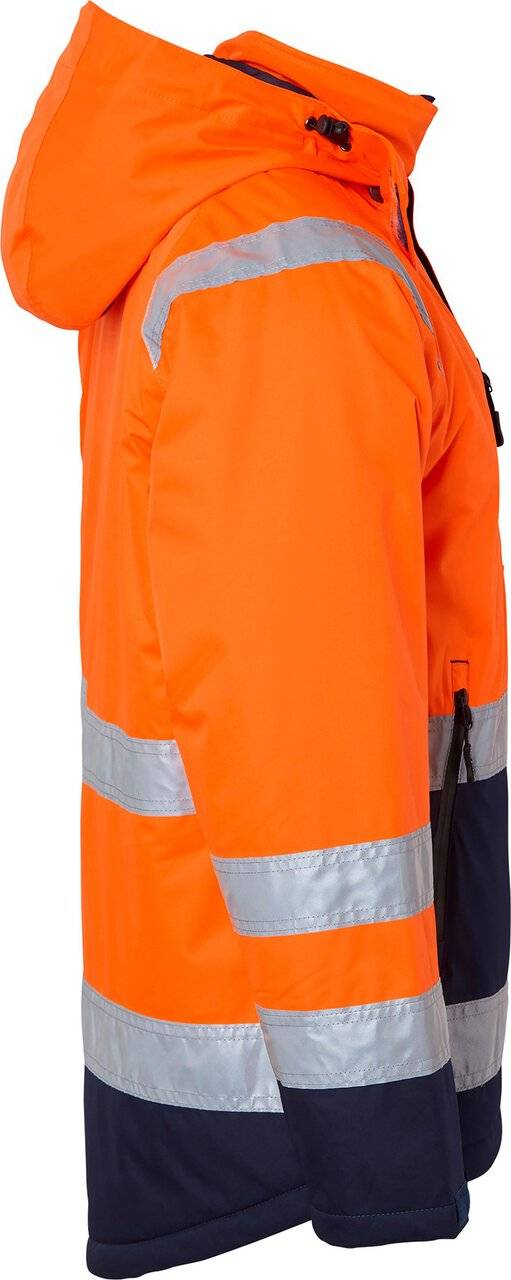 122 Winterjacke, Unisex, Fluoreszierendes orange/navy blau, XS