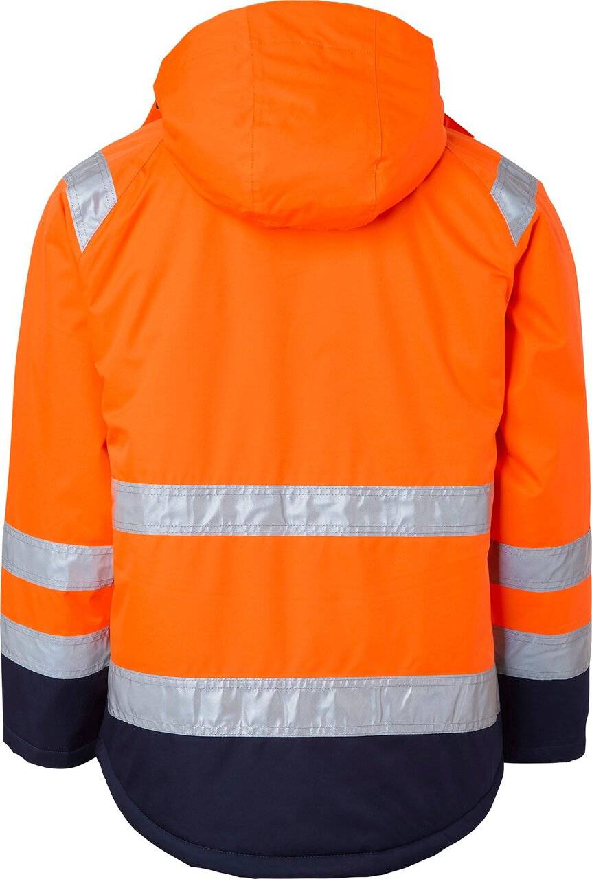 122 Winterjacke, Unisex, Fluoreszierendes orange/navy blau, XS