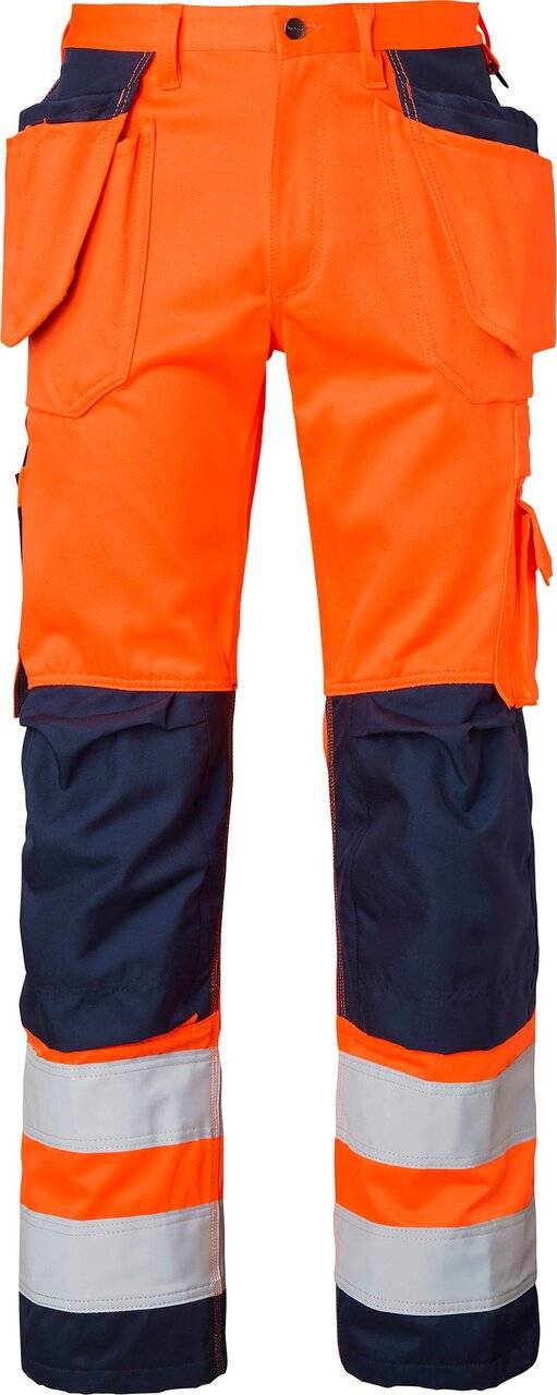 2516 Lange Handwerker Hose, Unisex, Fluoreszierendes orange/navy blau, 44