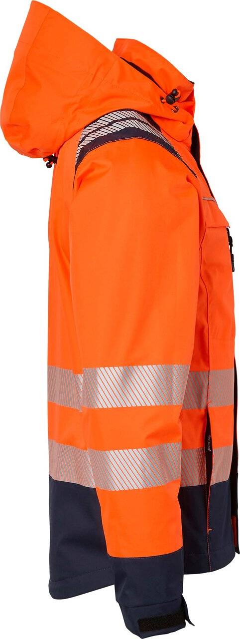 130 Shell-Jacke, Unisex, Fluoreszierendes orange/navy blau, L