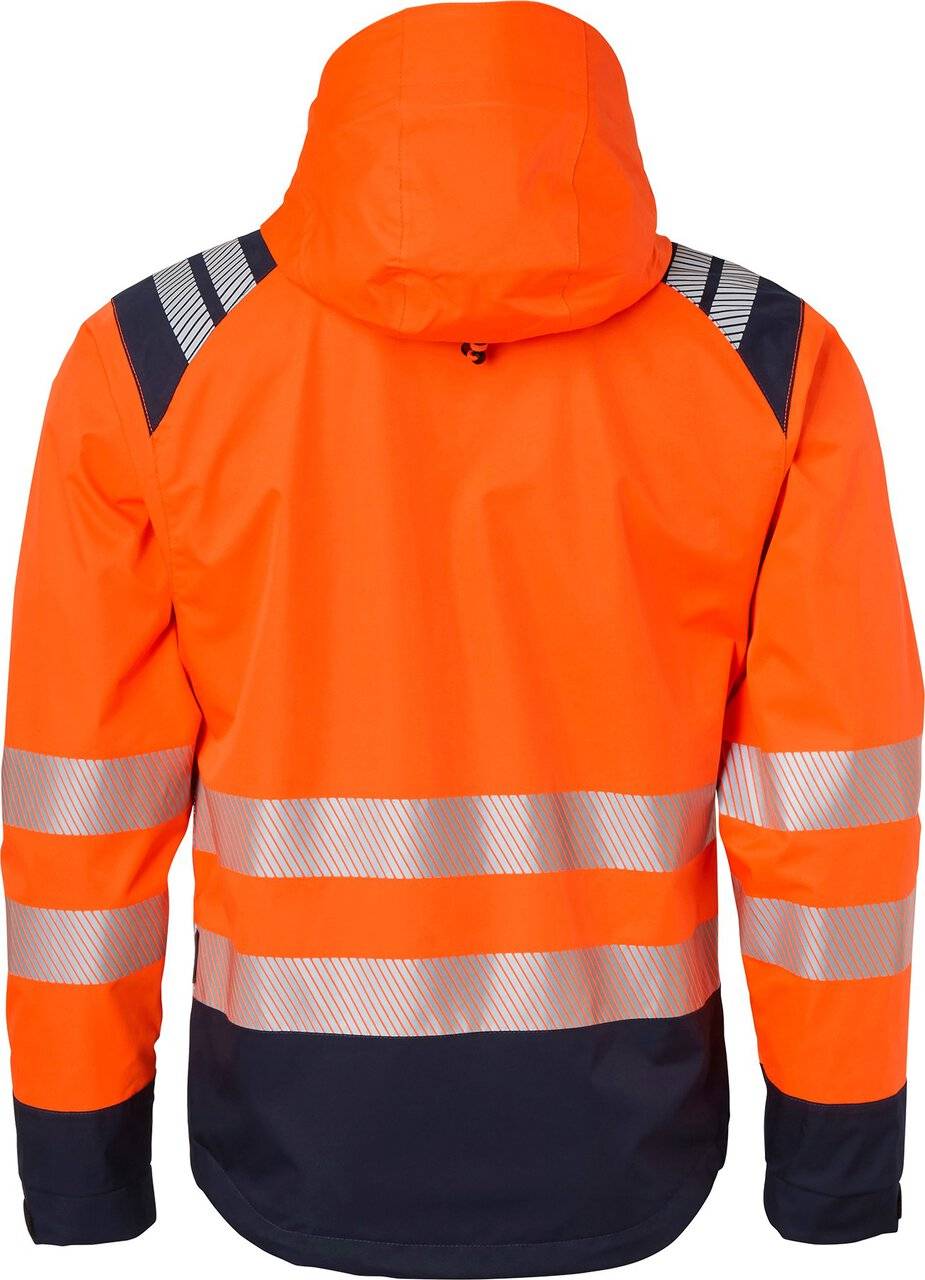 130 Shell-Jacke, Unisex, Fluoreszierendes orange/navy blau, L