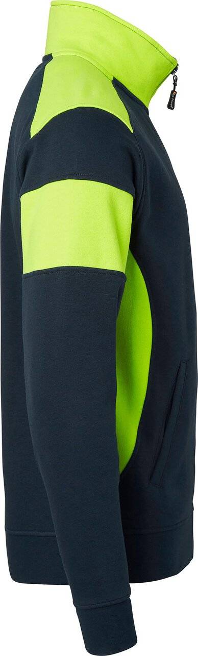 223 Full-Zip Sweatshirt, Unisex, navy blau/Fluoreszierendes gelb, 3XL