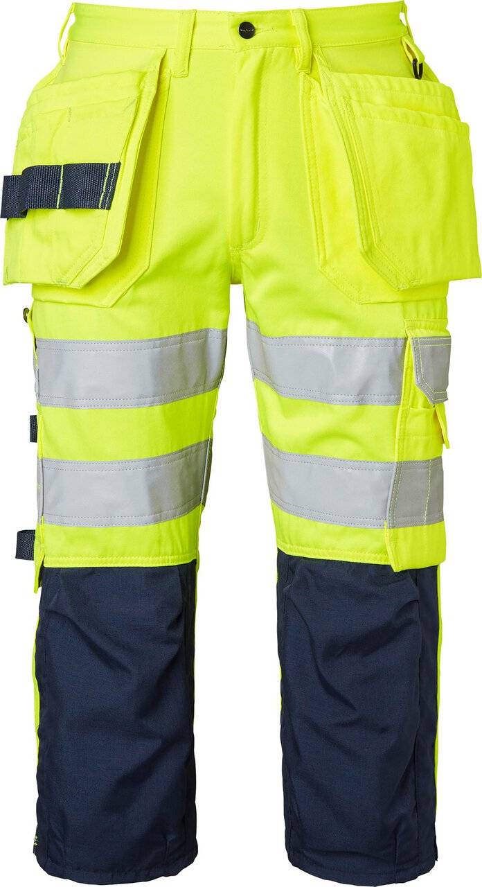 218 3/4 Handwerker Hose, Unisex, Fluoreszierendes gelb/navy blau, 62
