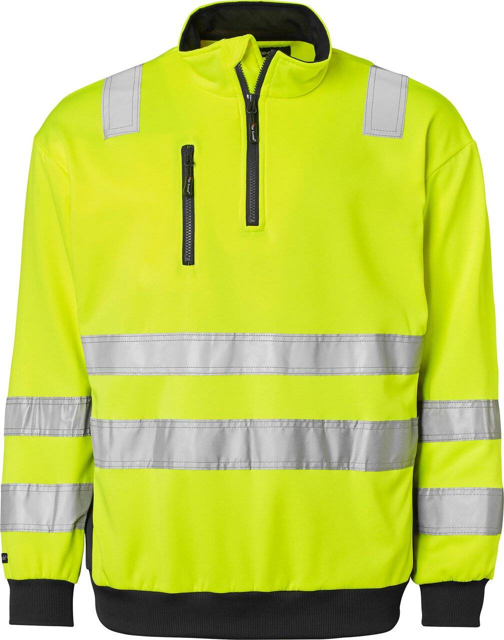 136 Half-Zip Sweatshirt, Unisex, Fluoreszierendes gelb/navy blau, L