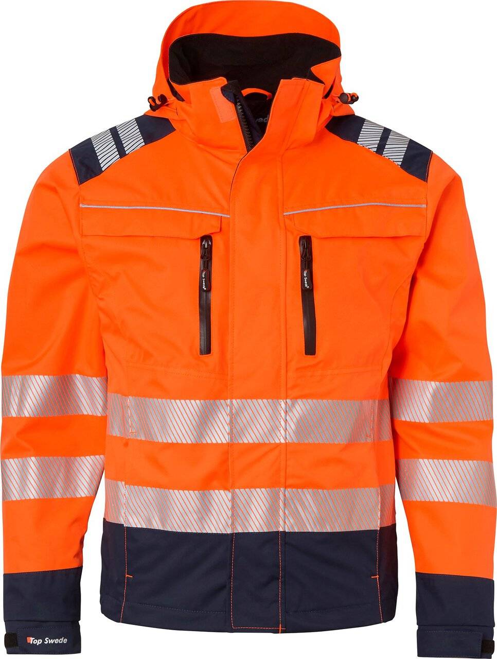130 Shell-Jacke, Unisex, Fluoreszierendes orange/navy blau, XXL