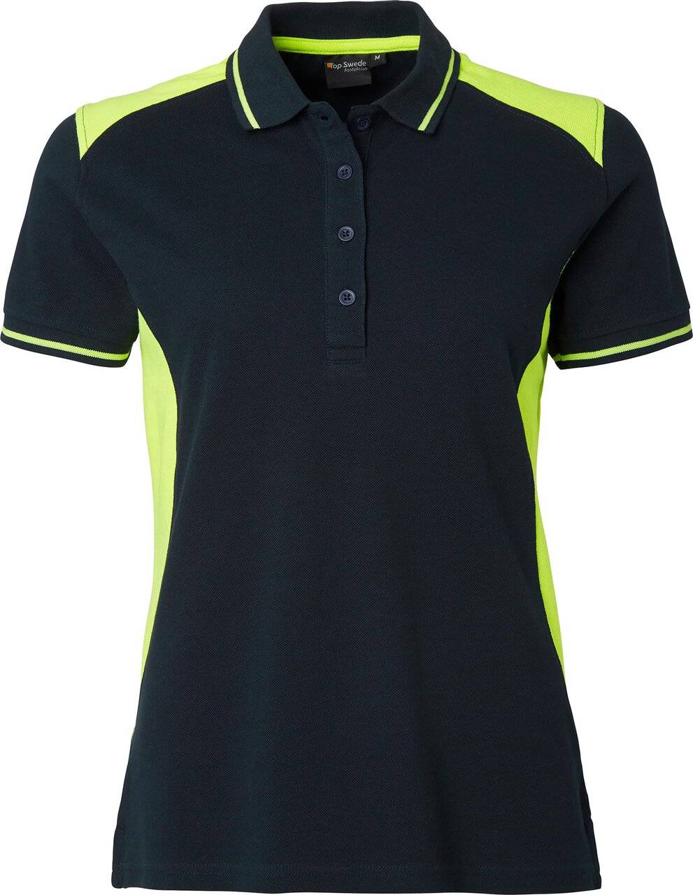 214 Poloshirt, Damen, navy blau/Fluoreszierendes gelb, M