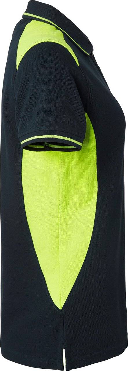 214 Poloshirt, Damen, navy blau/Fluoreszierendes gelb, M