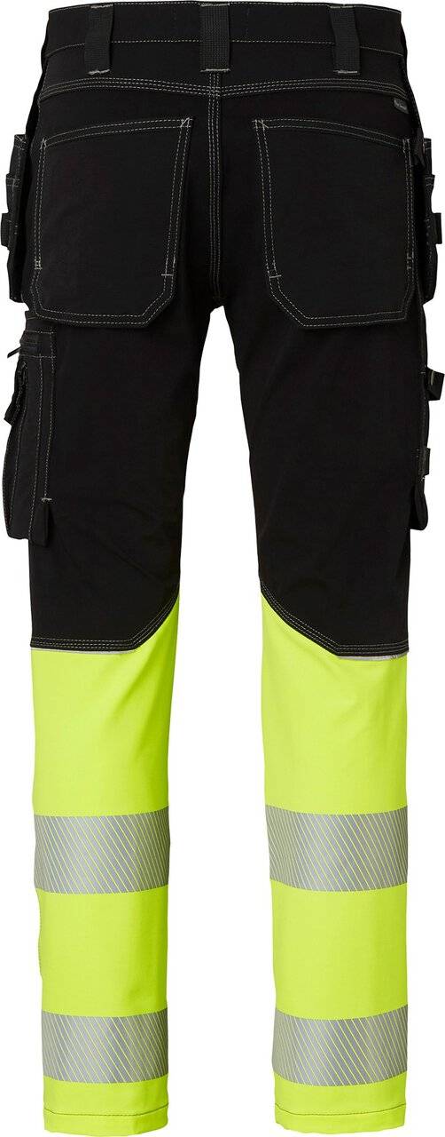 312 Lange Handwerker Hose, Unisex, schwarz/Fluoreszierendes gelb, 48