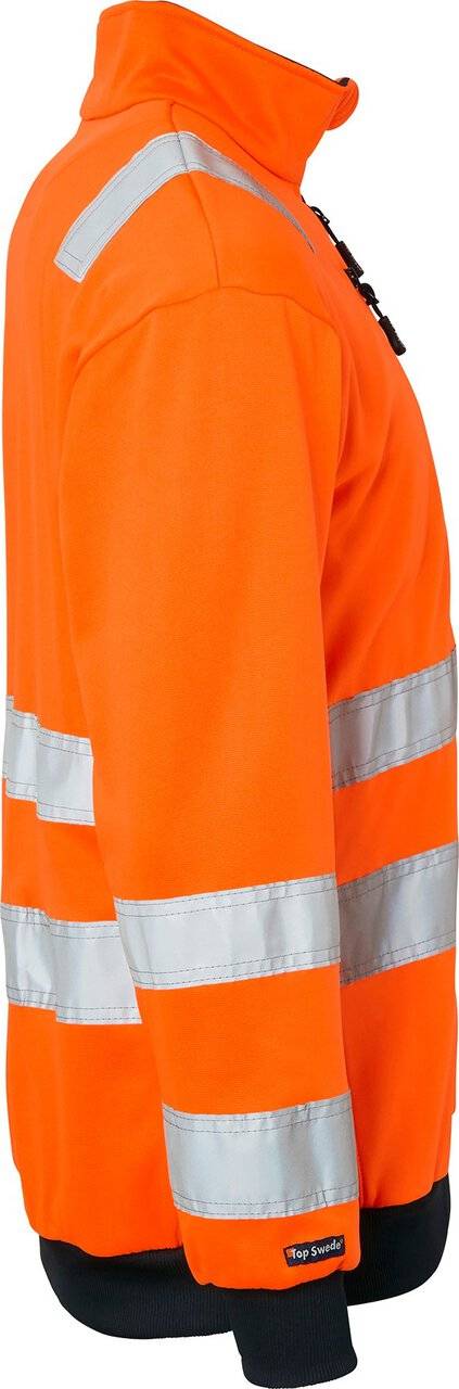 136 Half-Zip Sweatshirt, Unisex, Fluoreszierendes orange/navy blau, XL