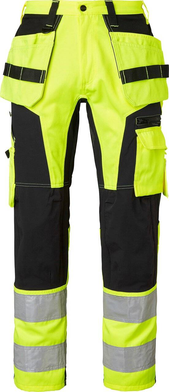 236 Lange Handwerker Hose, Unisex, Fluoreszierendes gelb/schwarz, 26