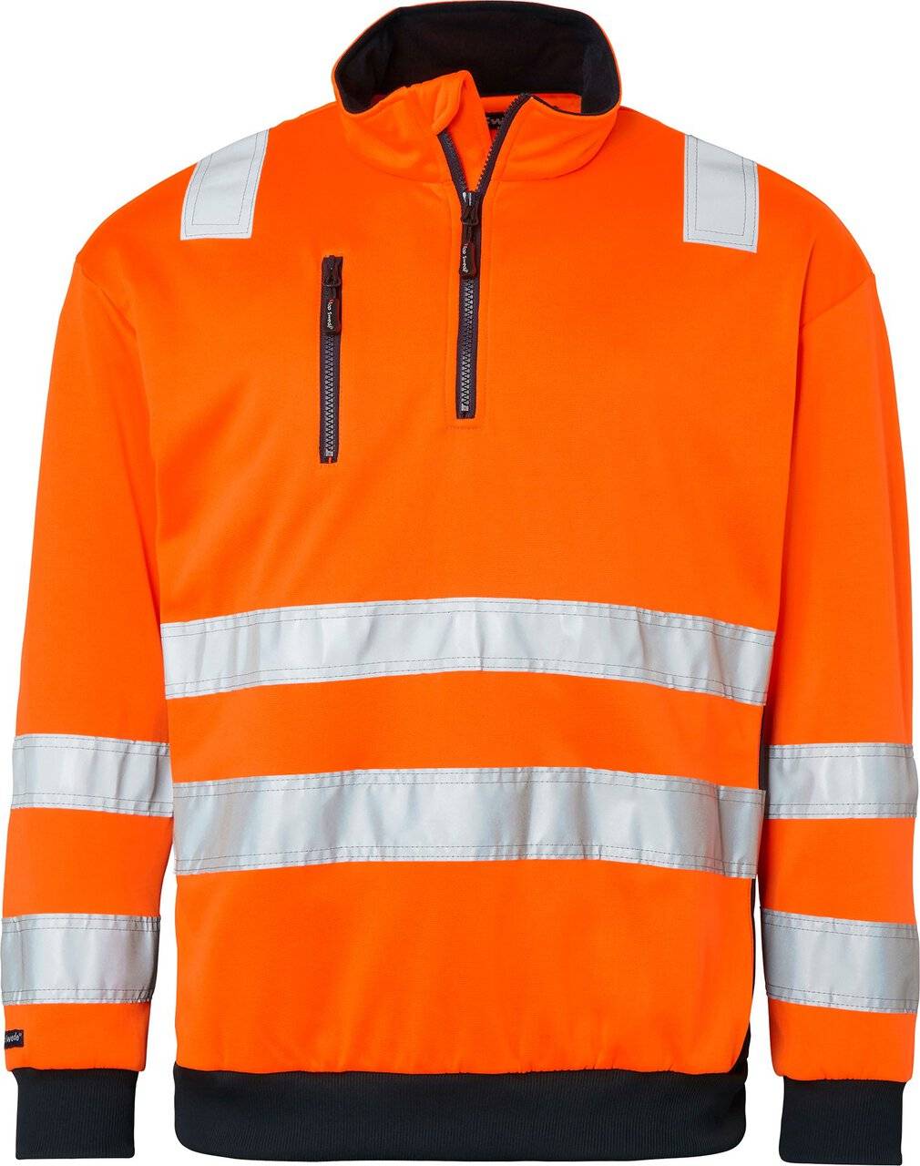 136 Half-Zip Sweatshirt, Unisex, Fluoreszierendes orange/navy blau, L