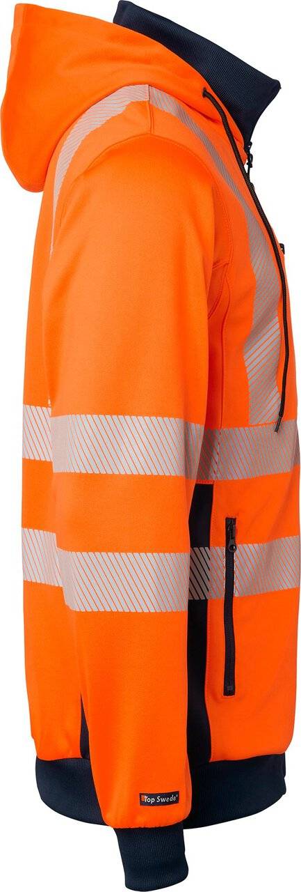 1729 Full-Zip Sweatshirt, Unisex, Fluoreszierendes orange/navy blau, XL