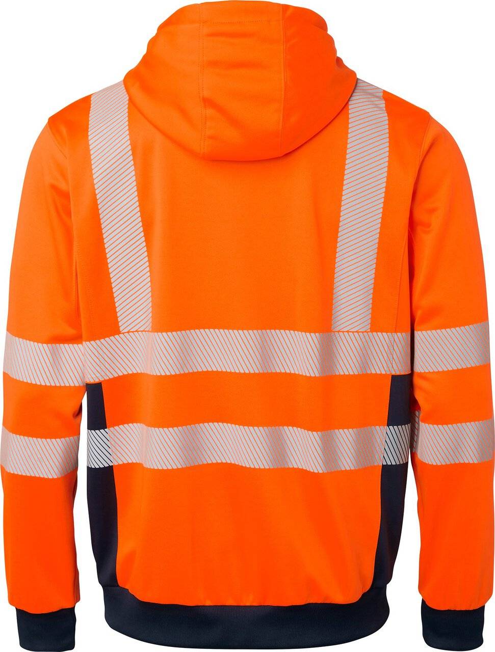 1729 Full-Zip Sweatshirt, Unisex, Fluoreszierendes orange/navy blau, XL