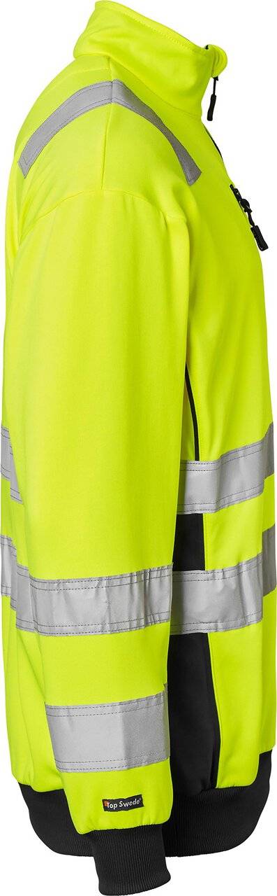 136 Half-Zip Sweatshirt, Unisex, Fluoreszierendes gelb/navy blau, M