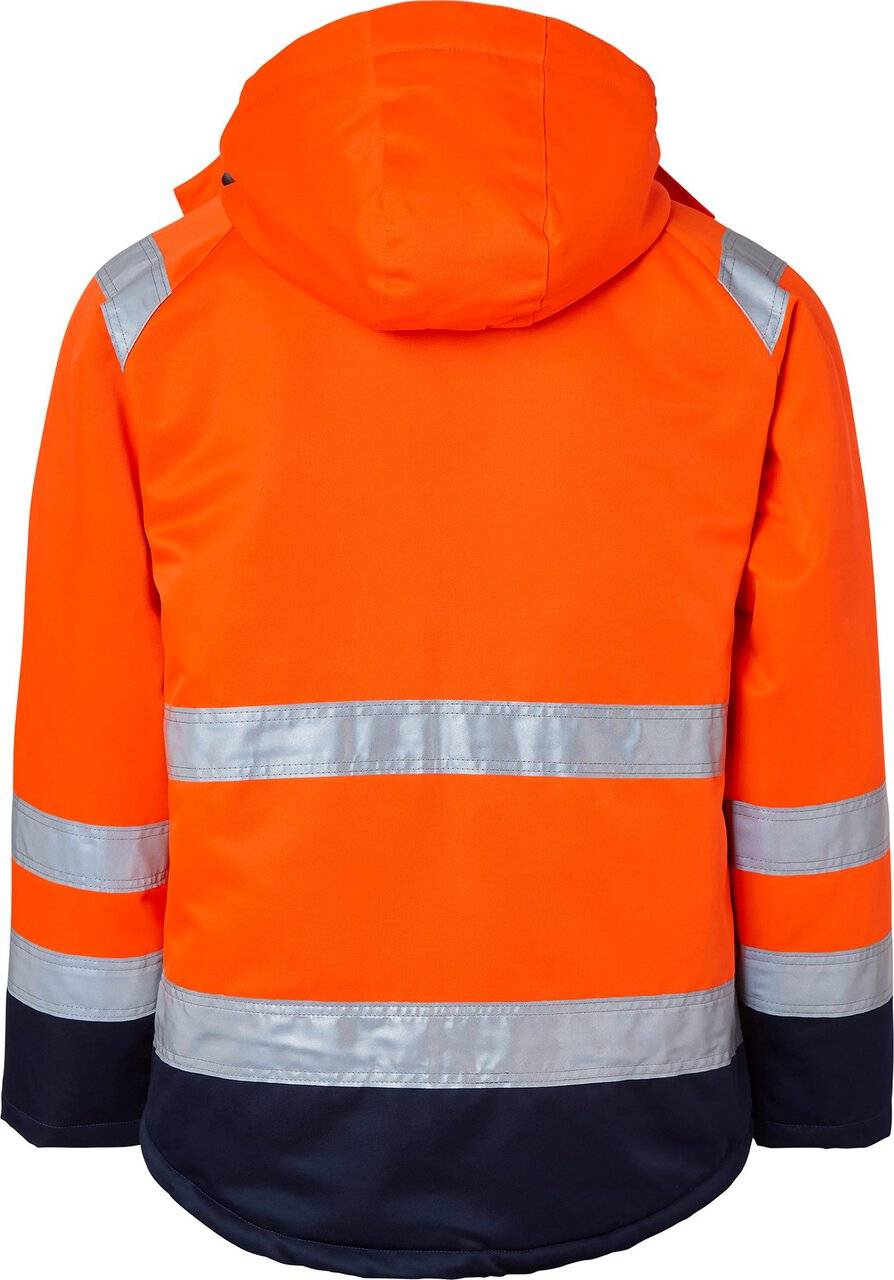 131 Winterjacke, Unisex, Fluoreszierendes orange/navy blau, XL