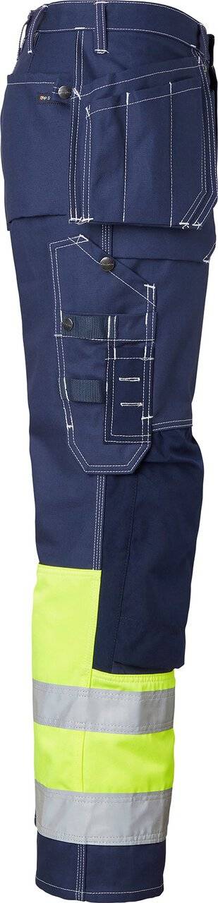 2515 Lange Handwerker Hose Hohe Sichtbarkeit, Unisex, navy blau/Fluoreszierendes gelb, 26