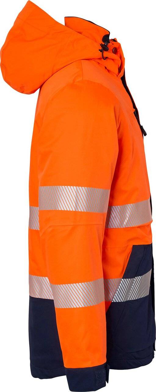 127 3-in-1 Jacke, Unisex, Fluoreszierendes orange/navy blau, XL