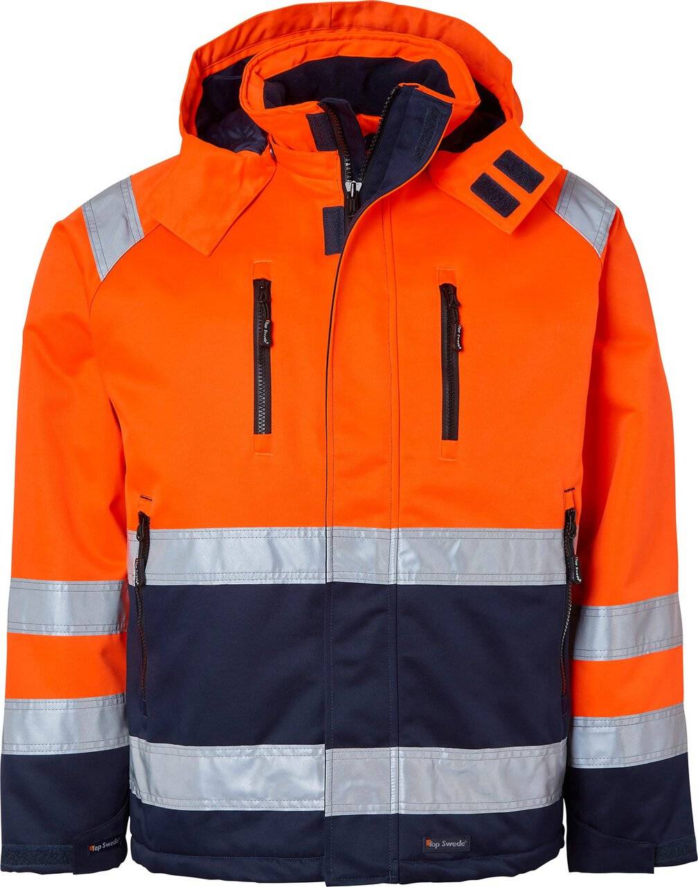 131 Winterjacke, Unisex, Fluoreszierendes orange/navy blau, L