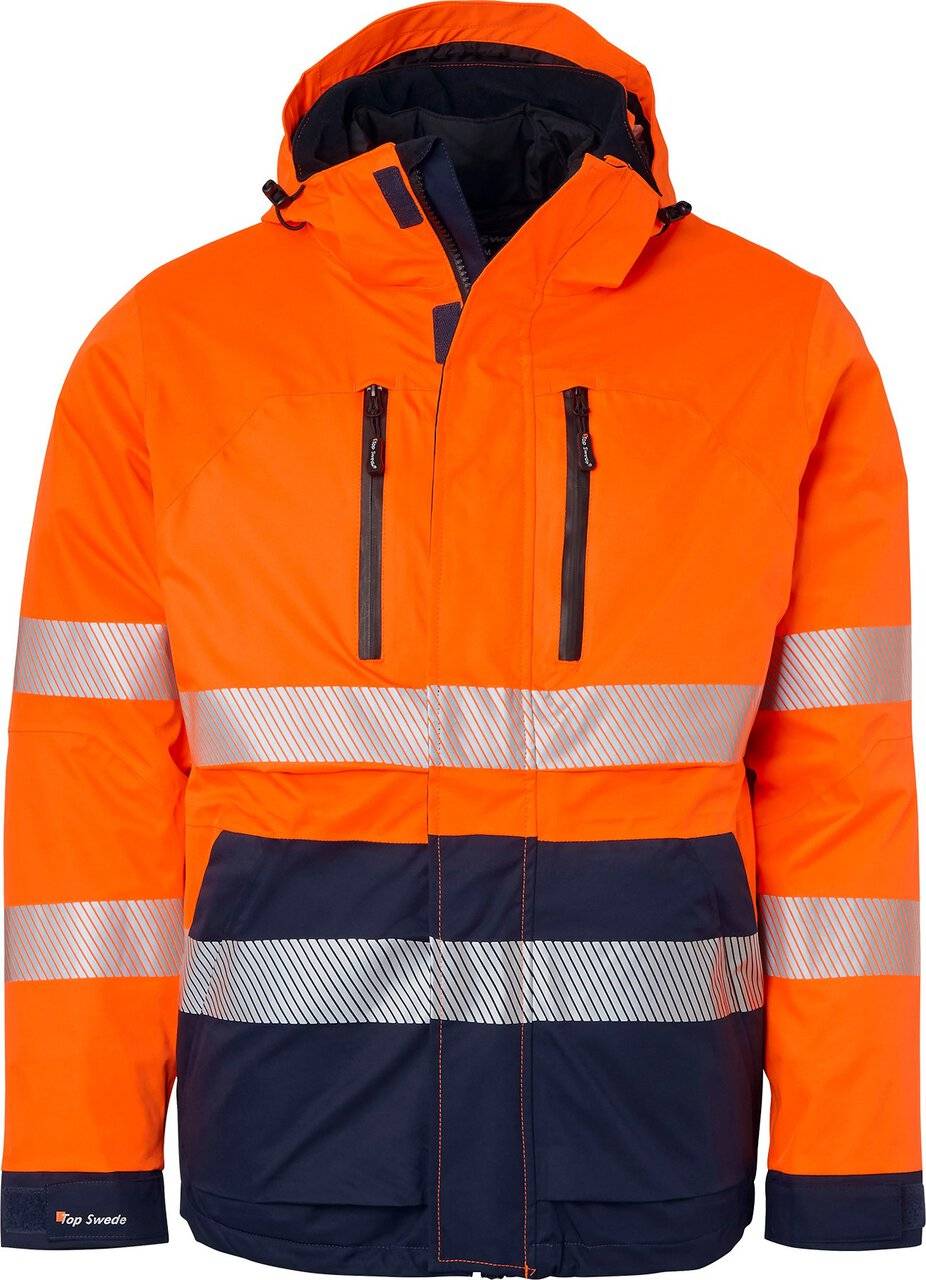 127 3-in-1 Jacke, Unisex, Fluoreszierendes orange/navy blau, L