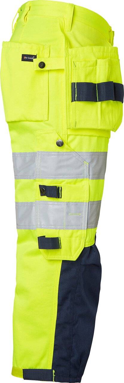 218 3/4 Handwerker Hose, Unisex, Fluoreszierendes gelb/navy blau, 44
