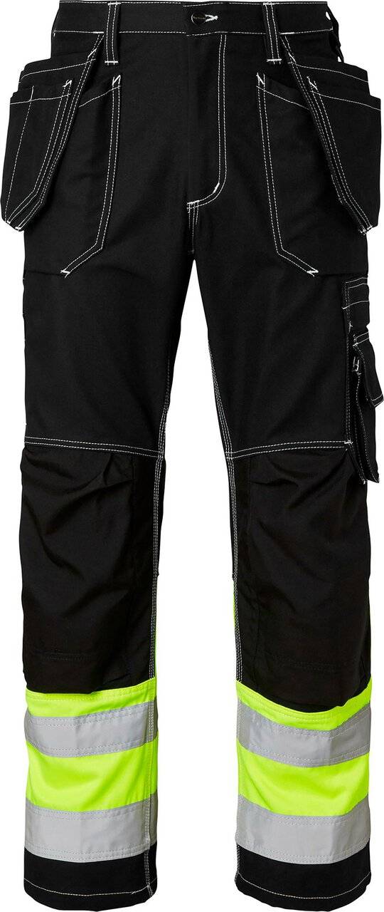 2515 Lange Handwerker Hose Hohe Sichtbarkeit, Unisex, schwarz/Fluoreszierendes gelb, 29
