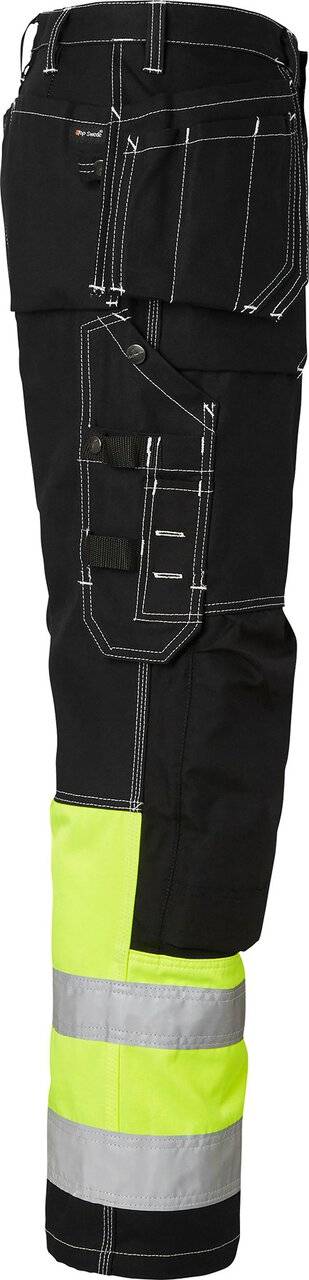 2515 Lange Handwerker Hose Hohe Sichtbarkeit, Unisex, schwarz/Fluoreszierendes gelb, 29
