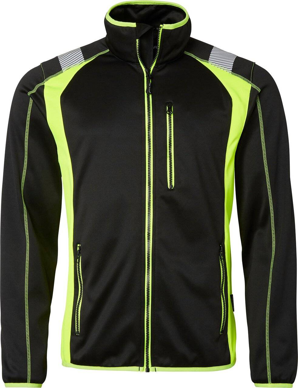 275 Full-Zip Sweatshirt, Unisex, schwarz/Fluoreszierendes gelb, XL