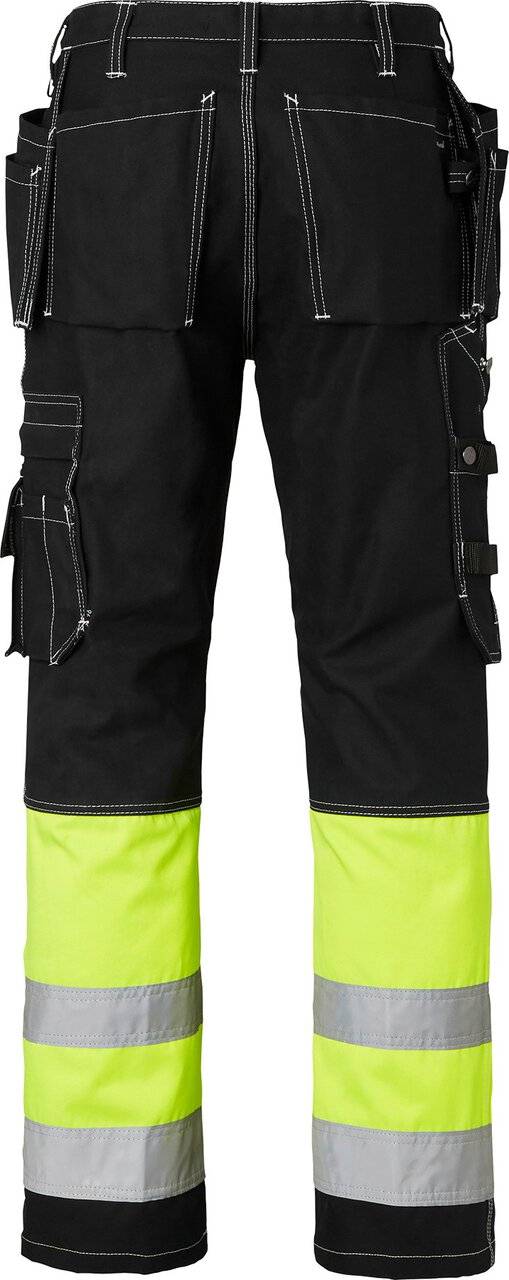 2515 Lange Handwerker Hose Hohe Sichtbarkeit, Unisex, schwarz/Fluoreszierendes gelb, 56