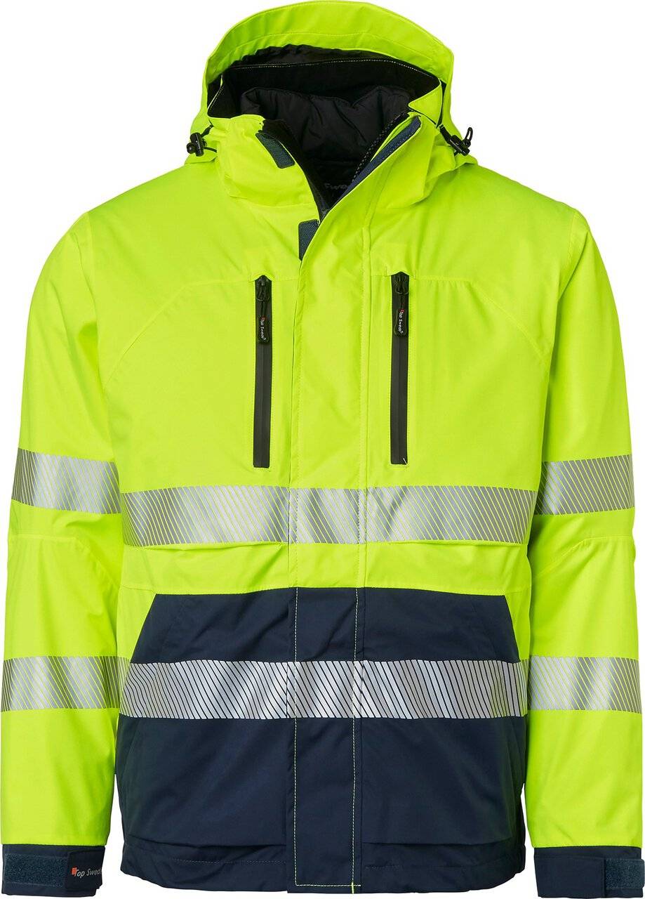 127 3-in-1 Jacke, Unisex, Fluoreszierendes gelb/navy blau, XXS