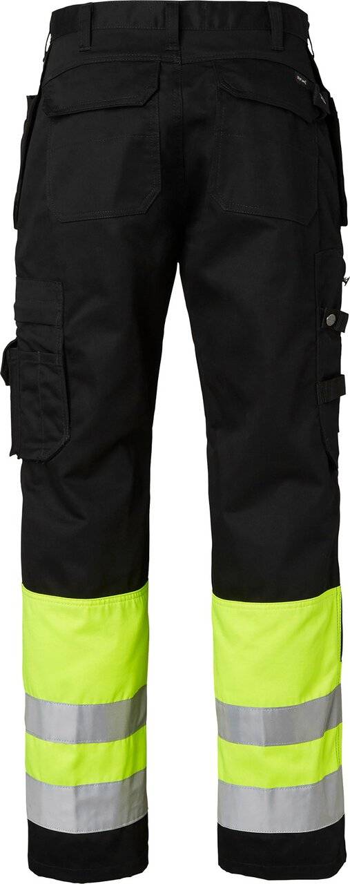 2171 Lange Handwerker Hose, Unisex, schwarz/Fluoreszierendes gelb, 56