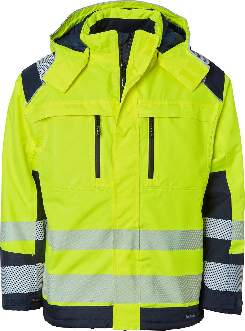 120 Winterjacke, Unisex, Fluoreszierendes gelb/navy blau, M