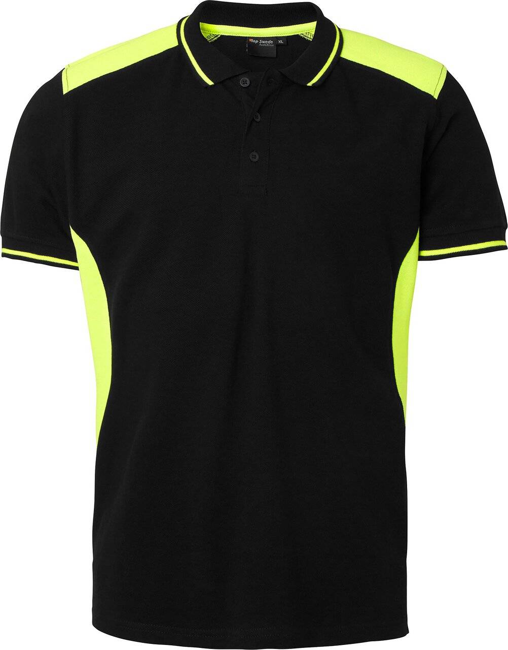 213 Poloshirt, Herren, schwarz/Fluoreszierendes gelb, L