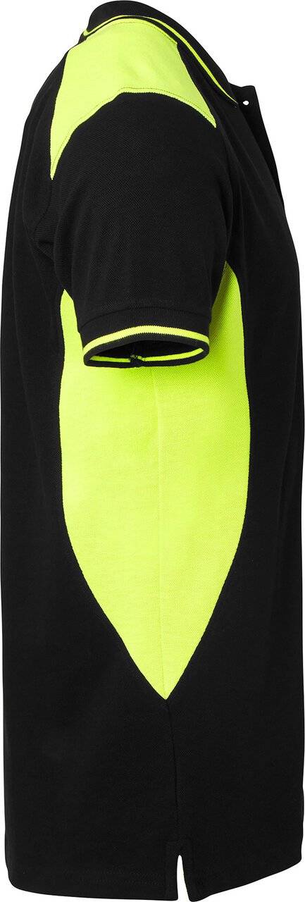 213 Poloshirt, Herren, schwarz/Fluoreszierendes gelb, L
