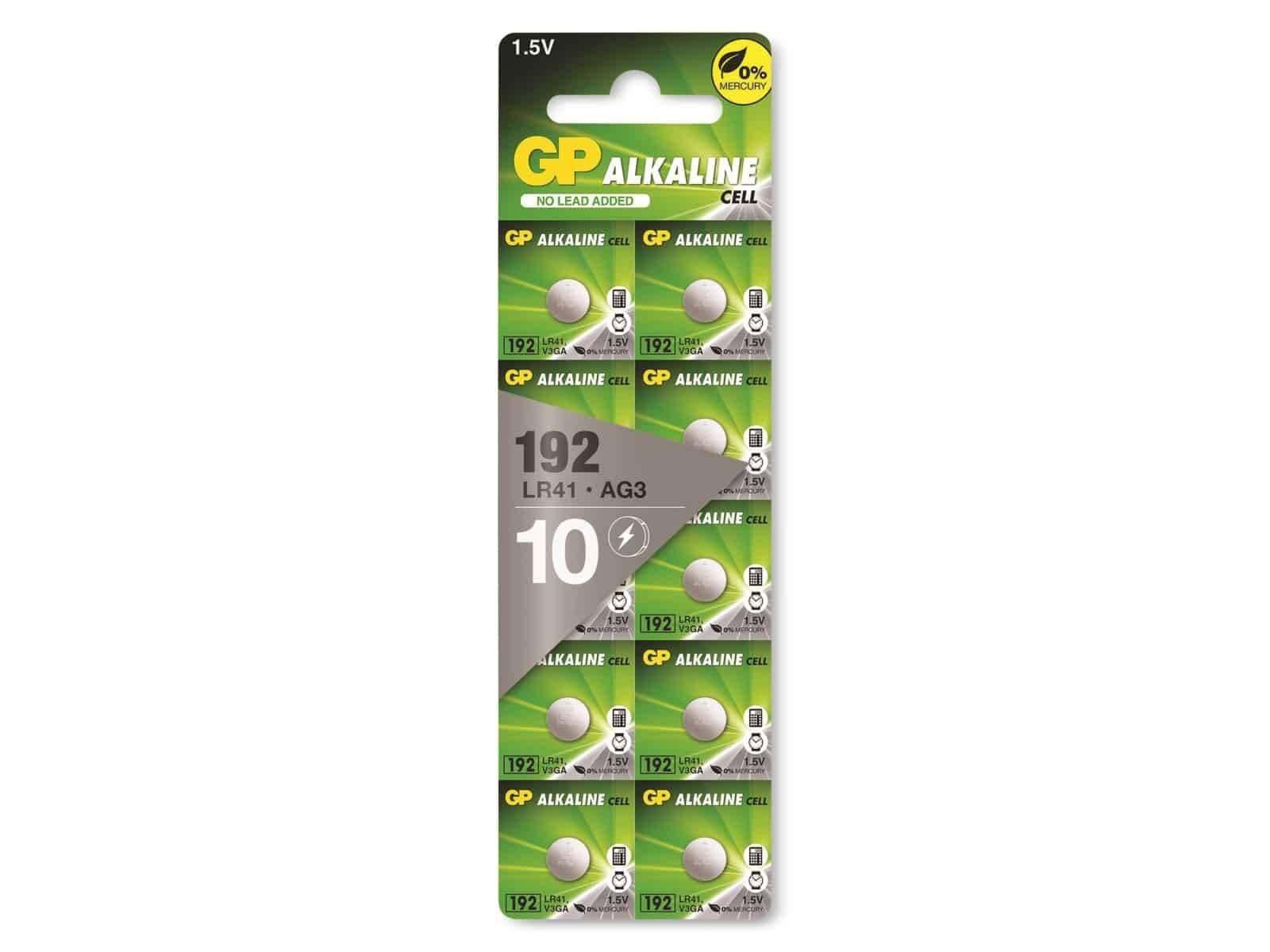 Gold Peak Industries Knopfzelle LR41 10 St. Alkali-Mangan GP192ASTD533C10 - Batterie