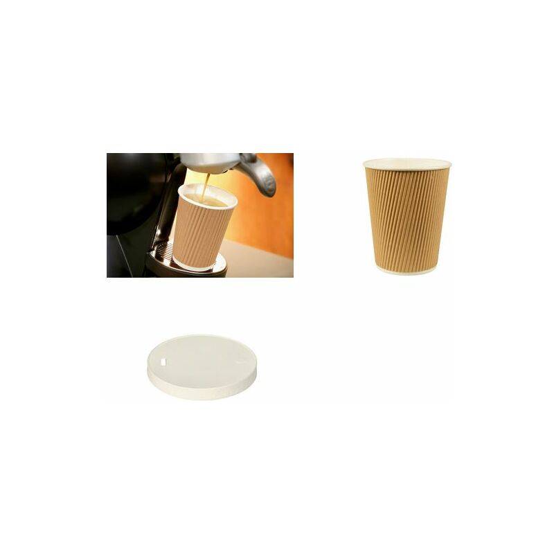 PAPSTAR Deckel für Trinkbecher ''pure'' Ripple Wall, 90 mm aus Pappe mit PLA-Beschichtung, stabile Qualität,