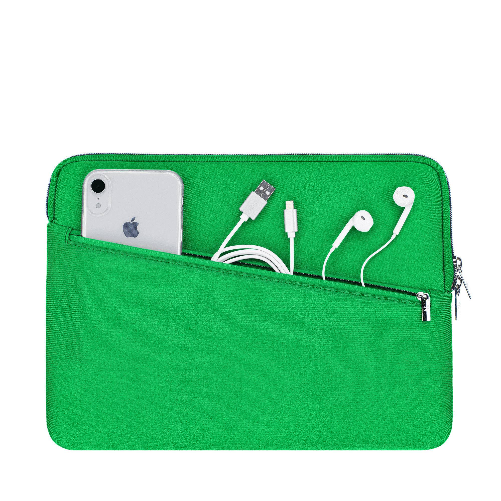 Artwizz Neoprene Sleeve PRO mit Zubehör-Fach für MacBook Air 13" (2018-2024) / Pro 13" (2016-2022), Grass Green