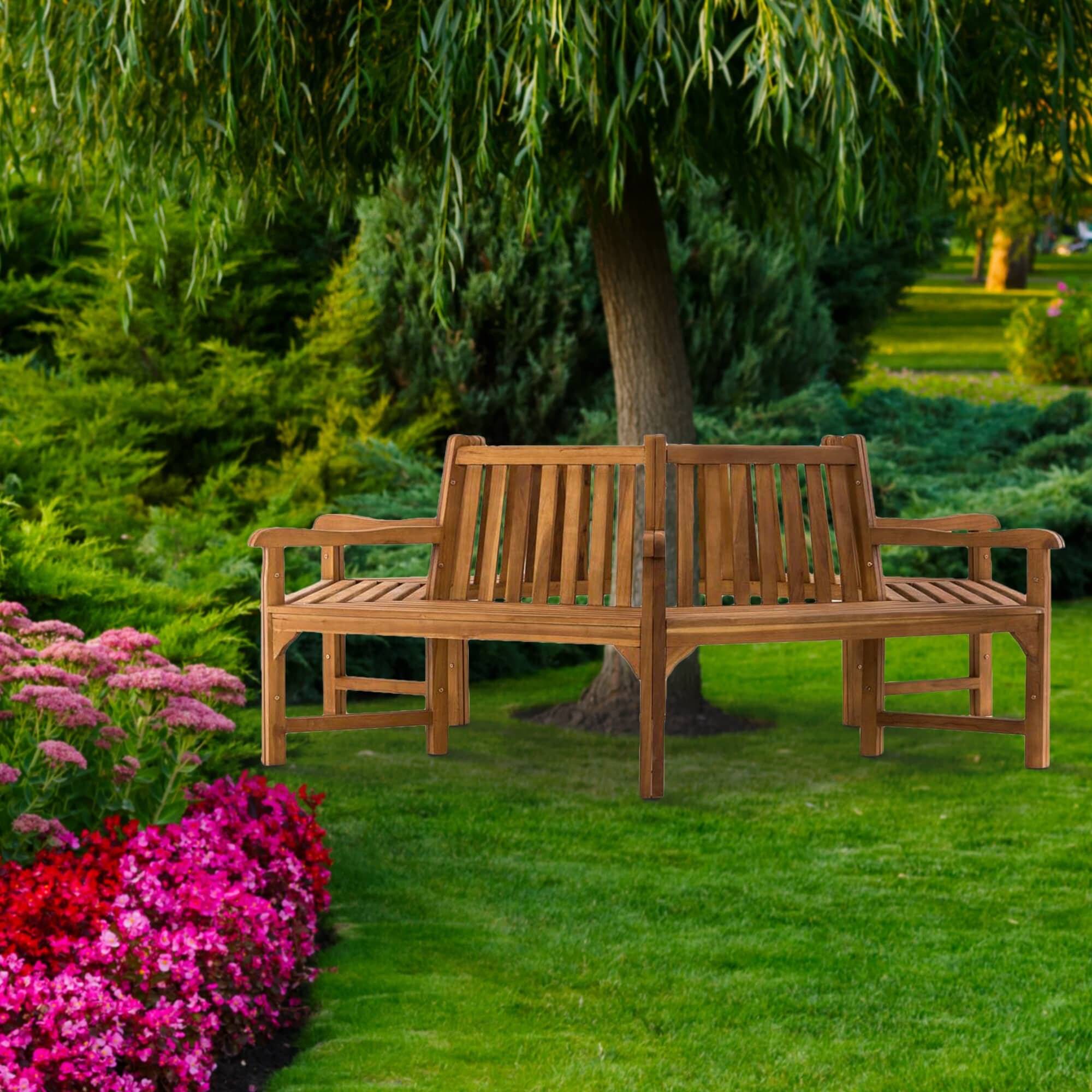 Baumbank Sonja mit Armlehnen 250 cm teak