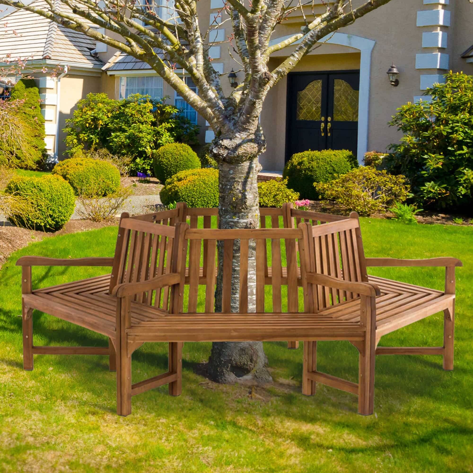Baumbank Sonja mit Armlehnen 250 cm teak