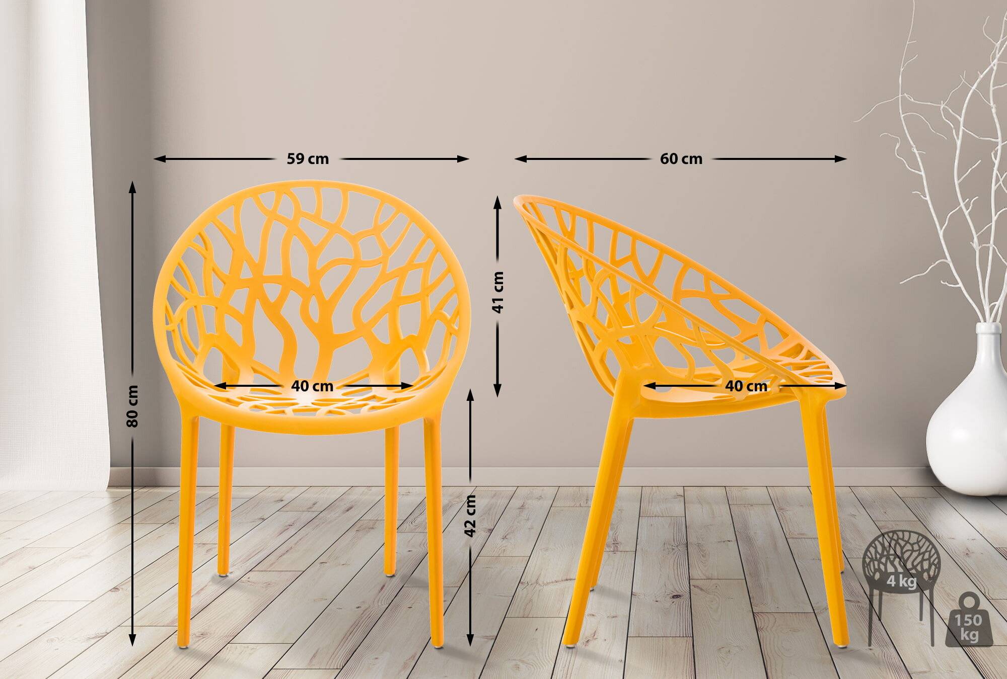 4er Set Stuhl Hope orange