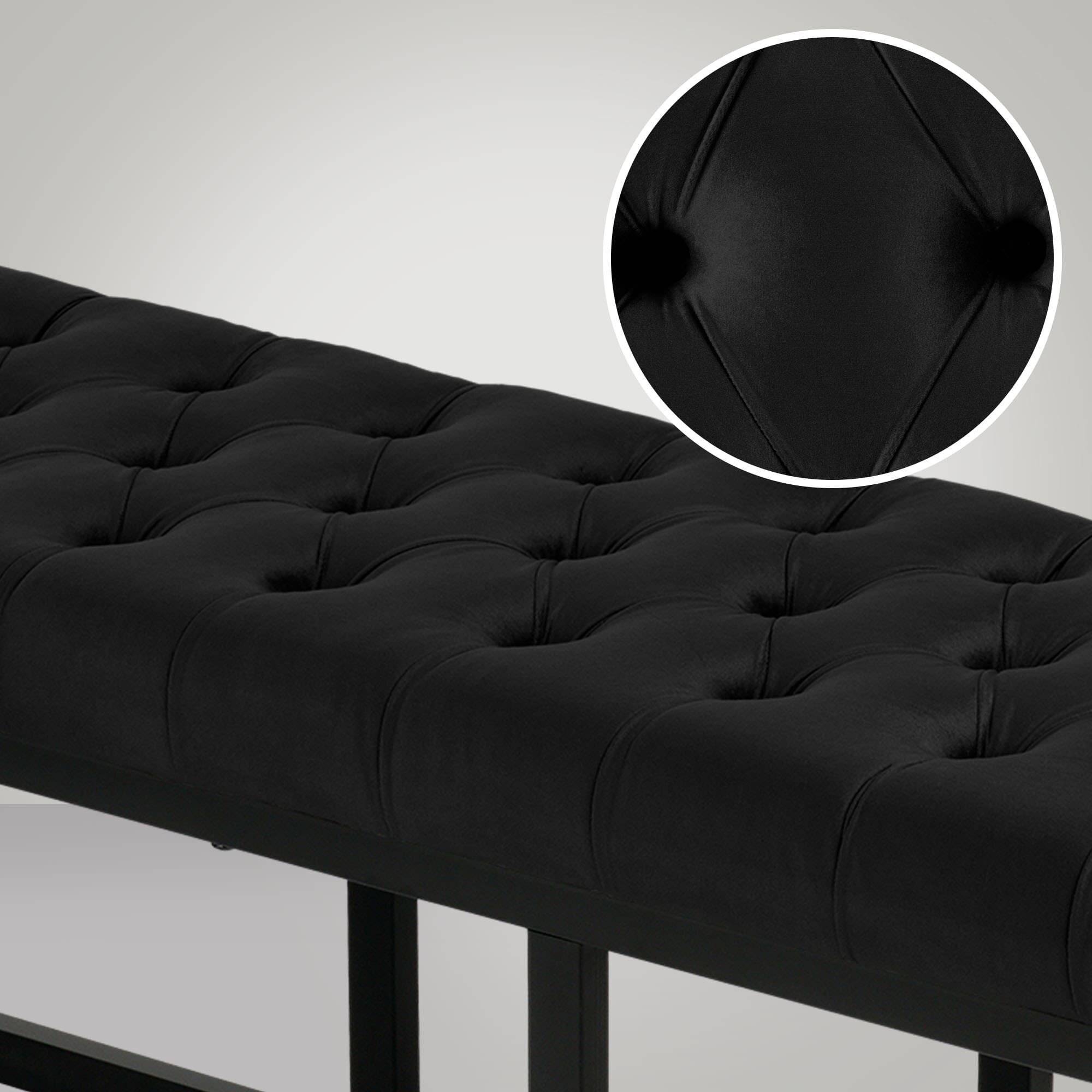Sitzbank Polson Samt Schwarz 150 cm schwarz