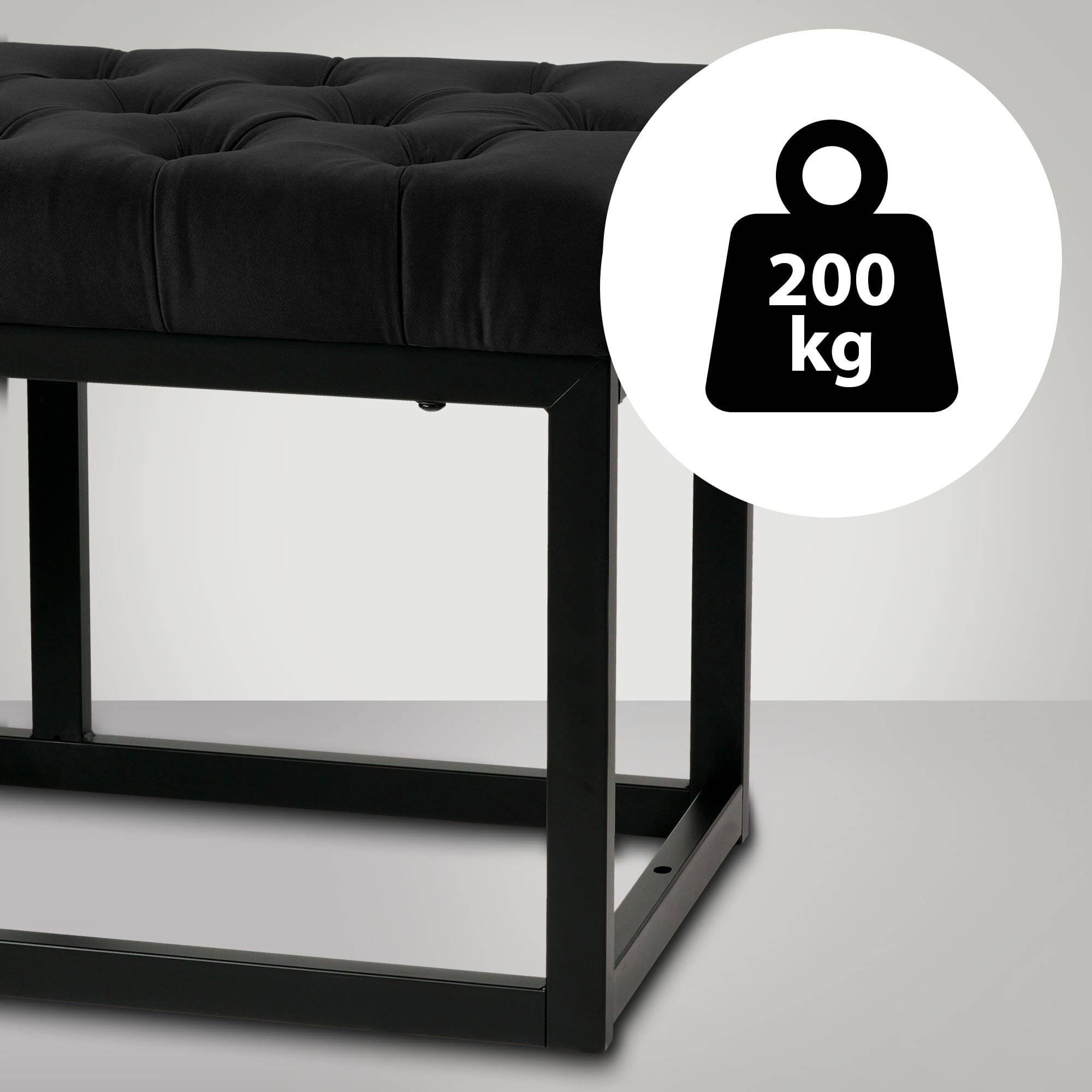 Sitzbank Polson Samt Schwarz 150 cm schwarz