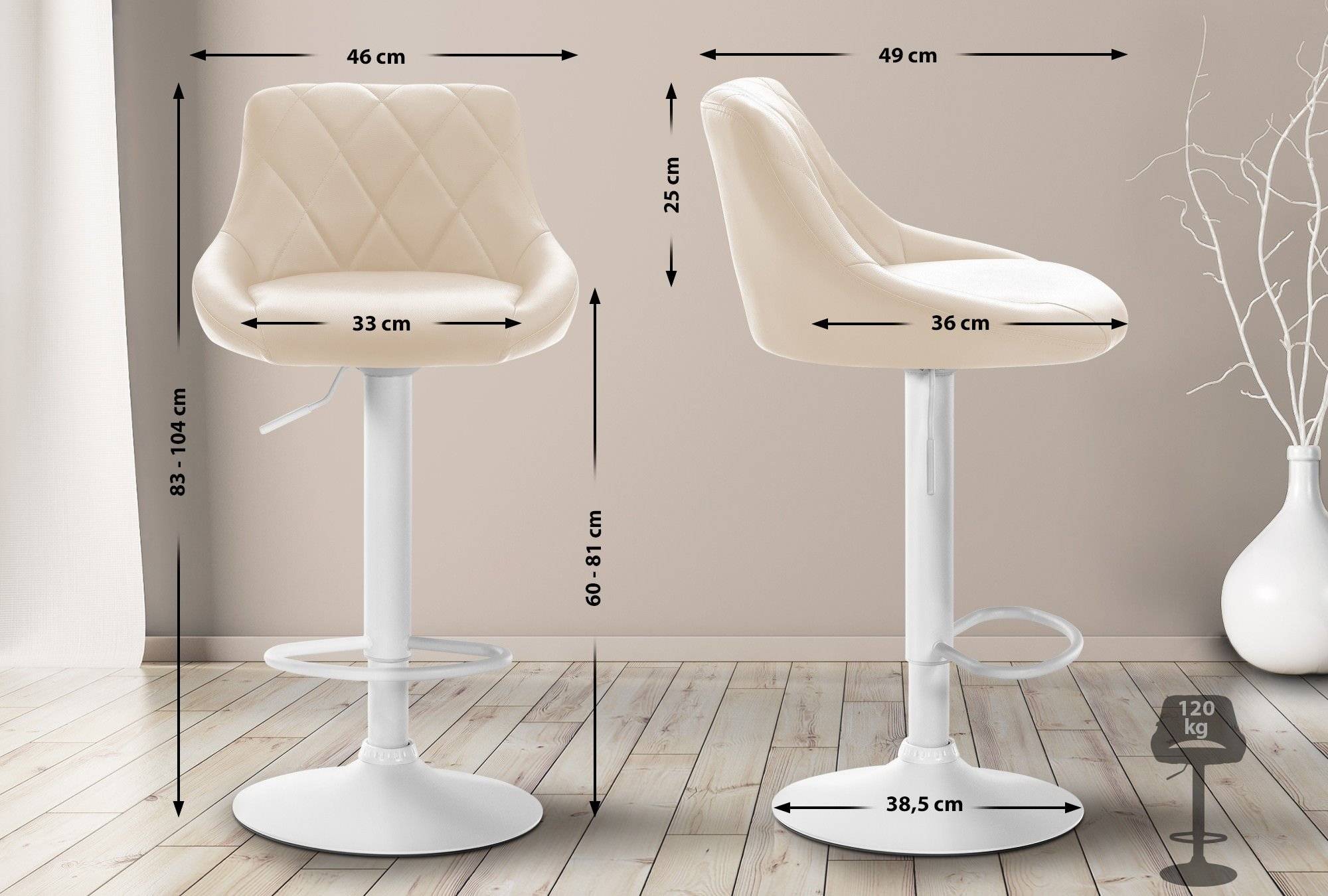 Barhocker Lazio Kunstleder weiß creme