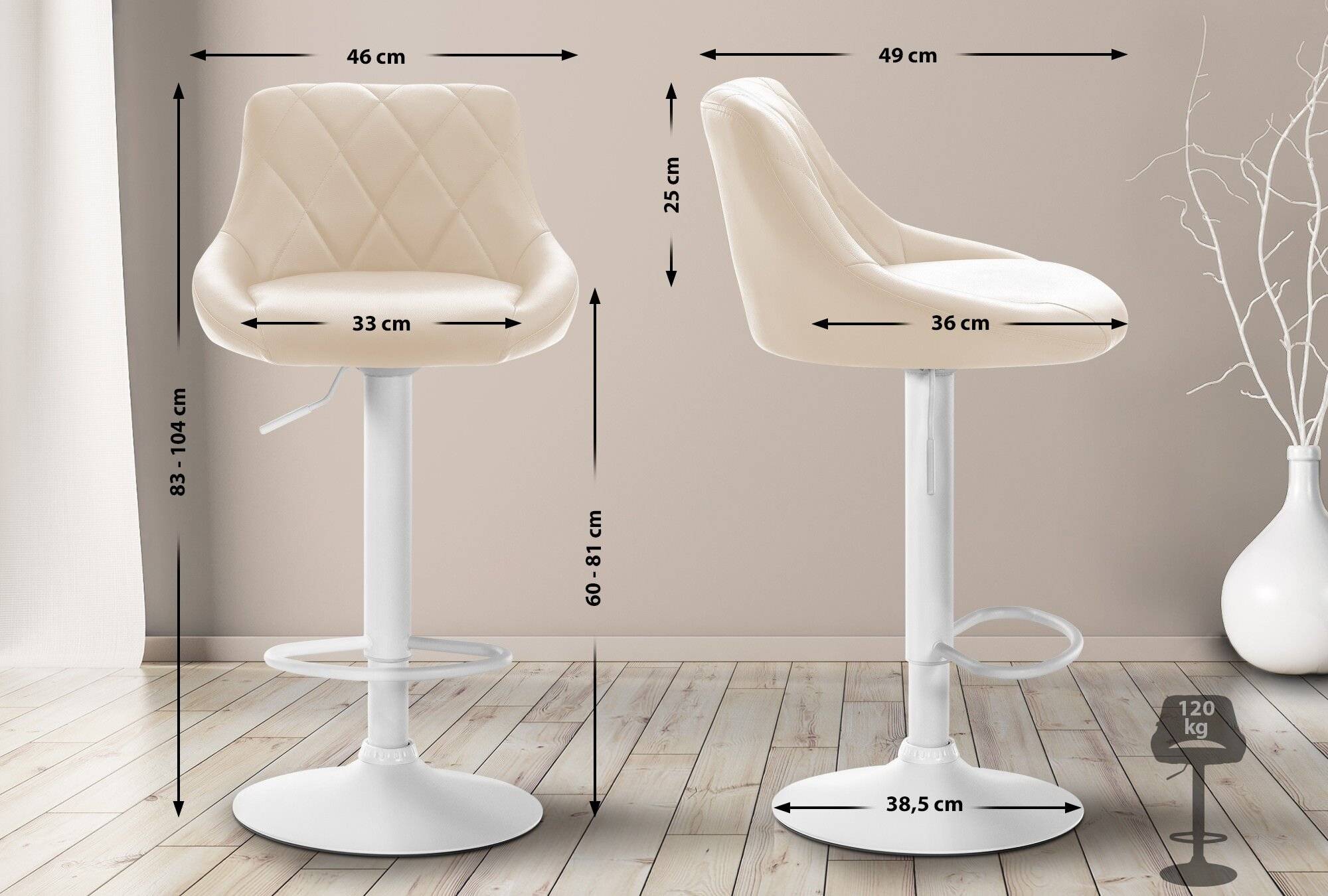 Barhocker Lazio Kunstleder weiß creme