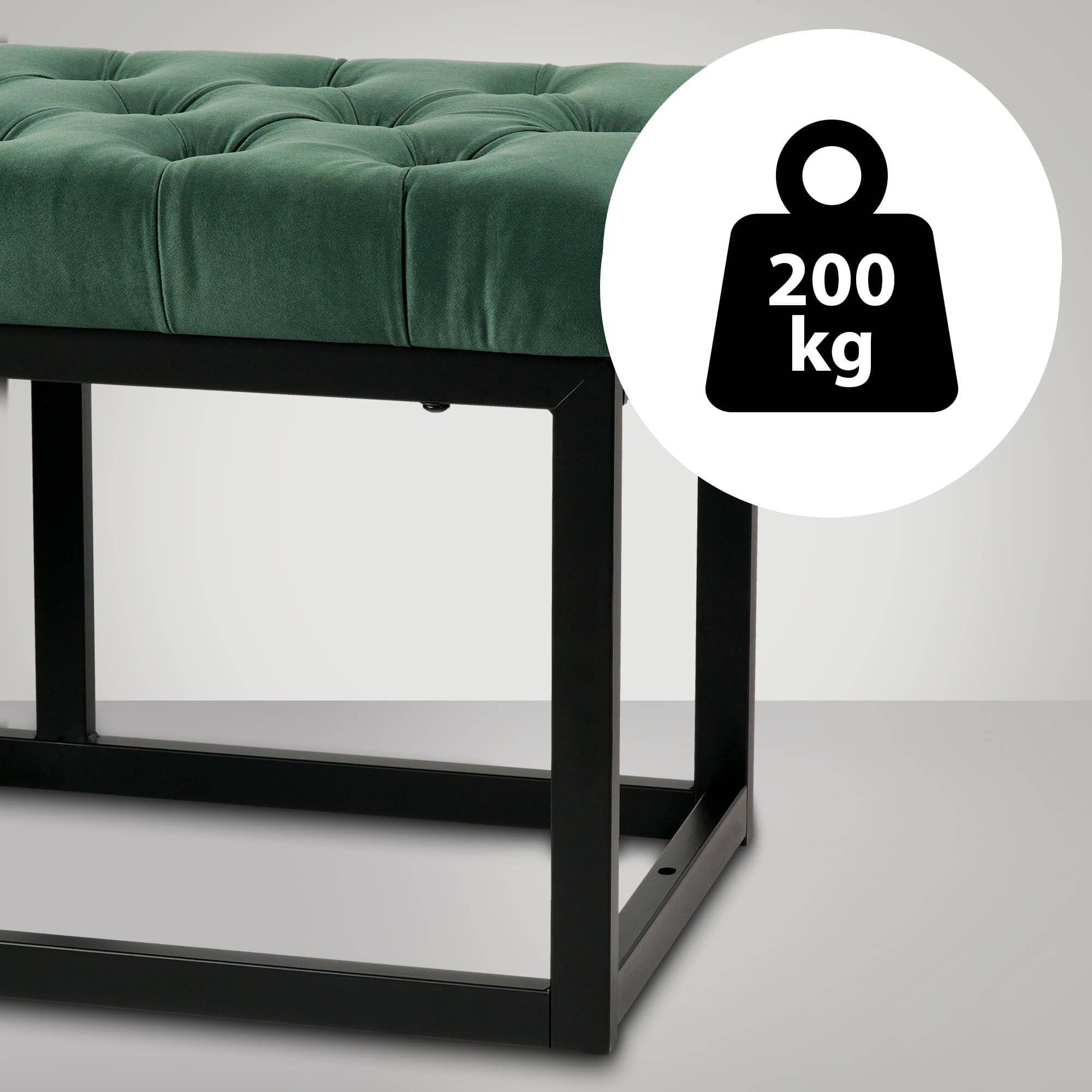 Sitzbank Polson Samt Schwarz 120 cm grün