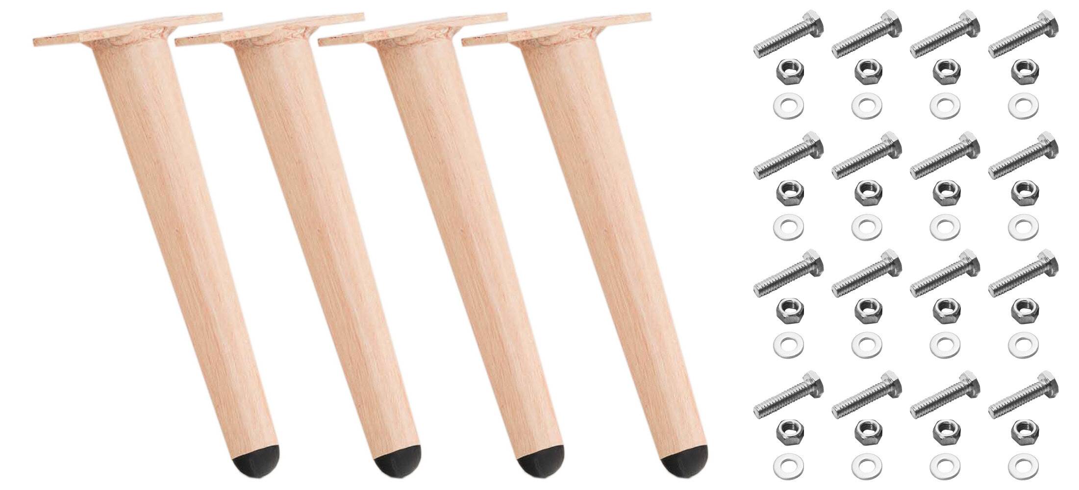 4er Set Möbelfüße 26 cm hellbraun