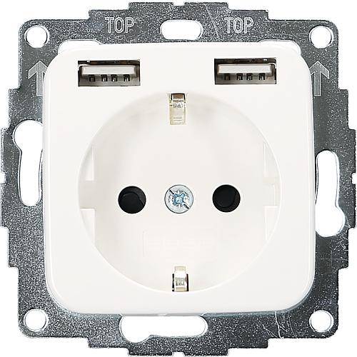 Schuko-Steckdose 2USB inCharge PRO SI reinweiß VDE, 32mm