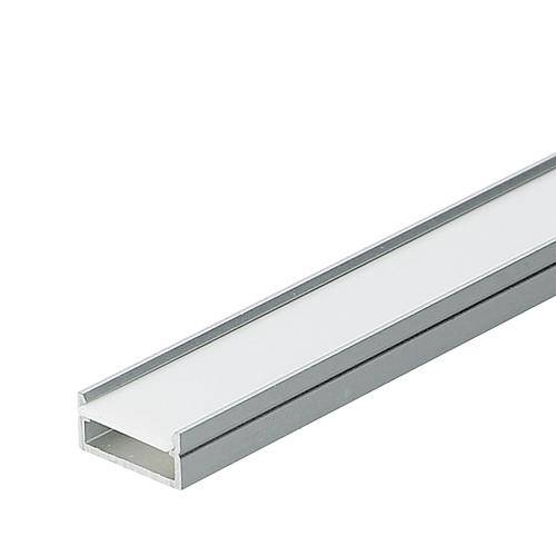 EGB Alu-Anbauprofil-Set B14,4xH6,6mm, L2000mm für Stripes max. B12mm, Slide/Click-Abdeckung opal