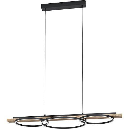LED Pendelleuchte Boyal in Schwarz und Braun-antik 3x 12,5W 3600lm