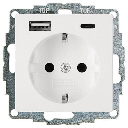 Schuko-Steckdose 2USB inCharge PRO 55 USB A/C reinweiß matt, VDE